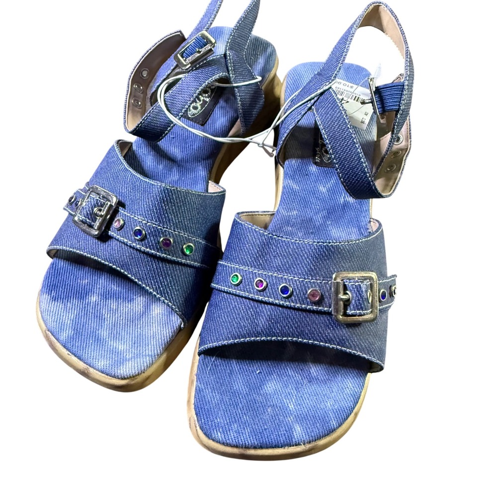 Zodiac Kids Girls Denim Blue Embellished Buckle Strap Sandals‎ Size 4
